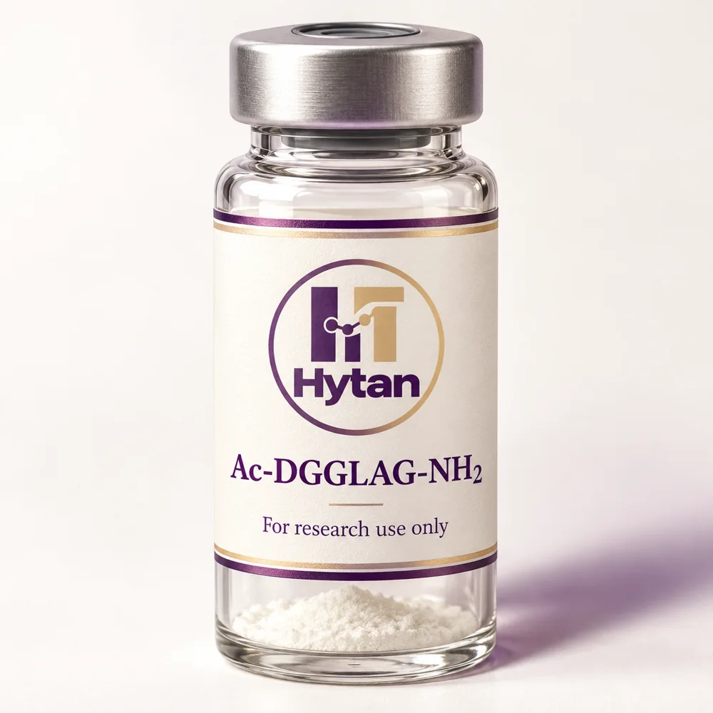 Ac-DGGLAG-NH2 packaging illustration. For research use only.