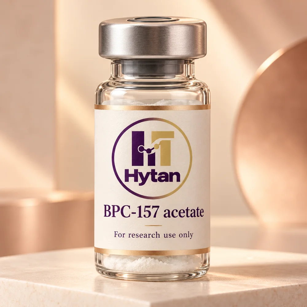 BPC-157 acetate packaging illustration. For research use only.
