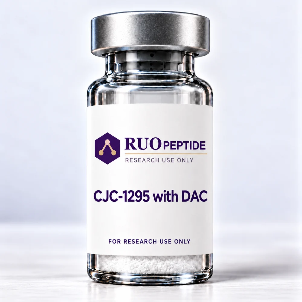 CJC-1295 with DAC with RUO Peptide branding. For research use only.