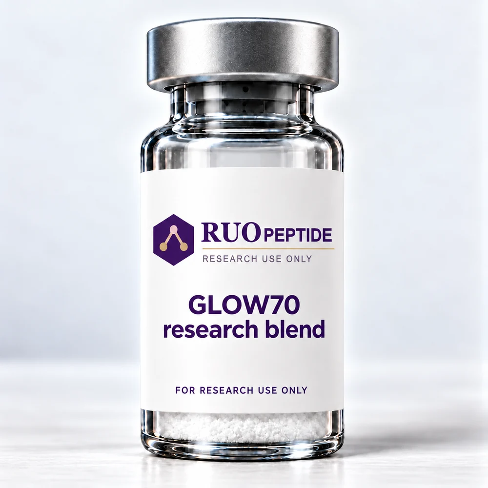 GLOW70 research blend packaging illustration. For research use only.