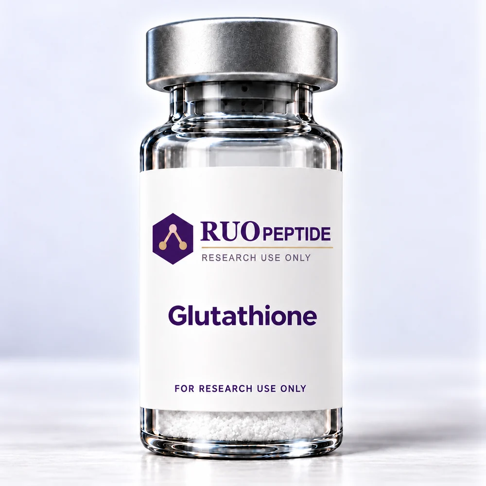 Glutathione with RUO Peptide branding. For research use only.