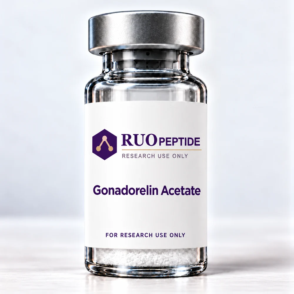 Gonadorelin Acetate packaging illustration. For research use only.