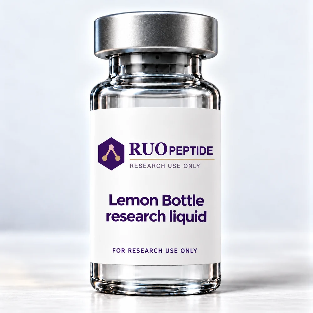 Lemon Bottle research liquid packaging illustration. For research use only.