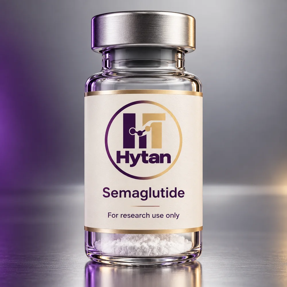 Semaglutide packaging illustration. For research use only.