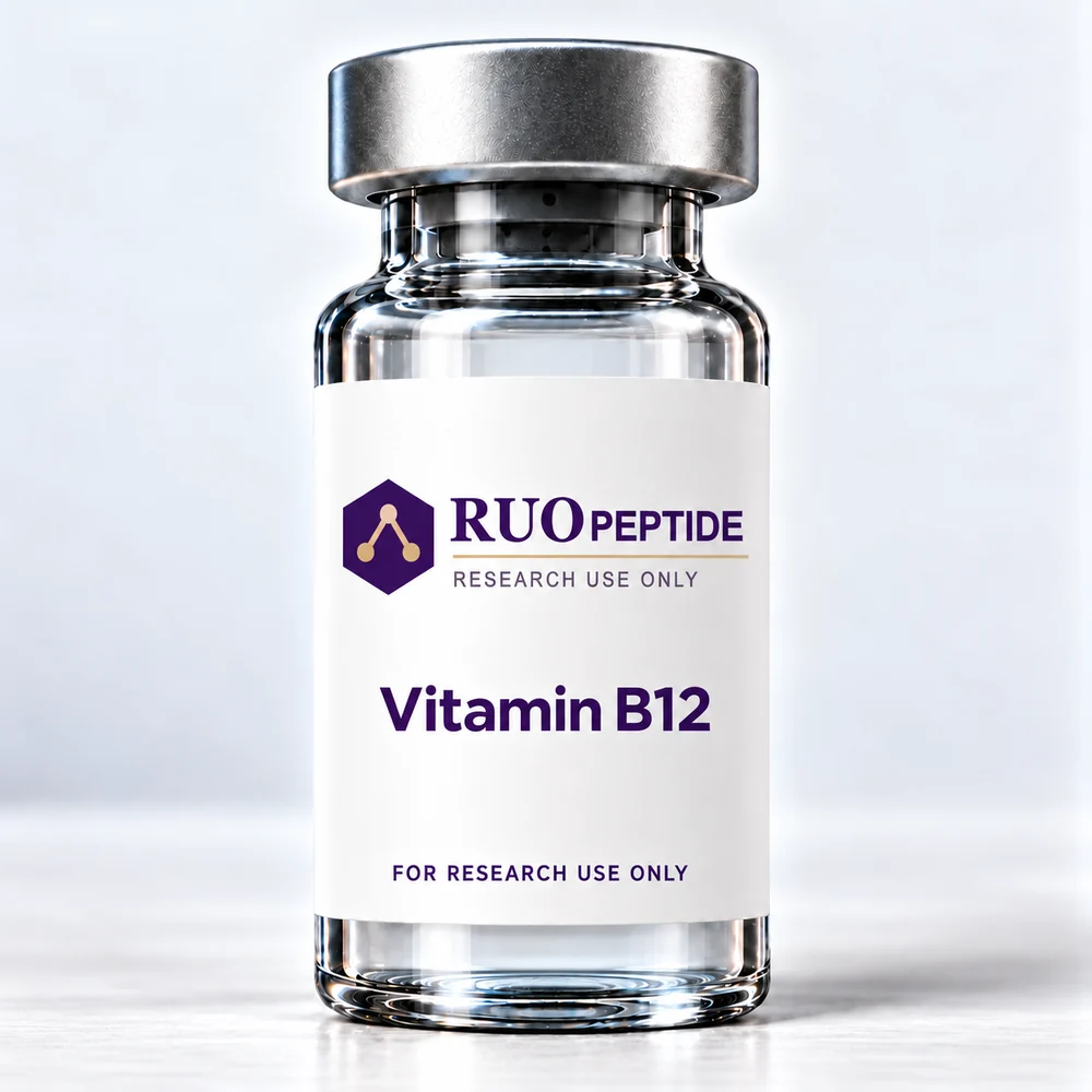 Vitamin B12 packaging illustration. For research use only.