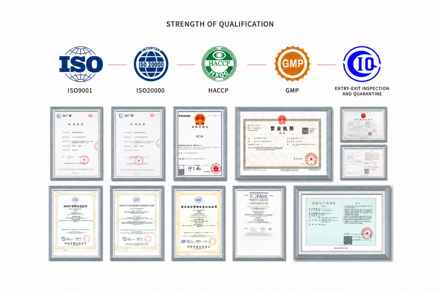 Company-supplied qualification overview; verify current issuer, entity, site and scope